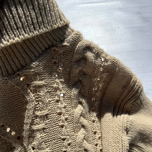 Pretty Little Thing Petite Khaki Roll Neck Crop Turtleneck Sweater Size S - Picture 5 of 13